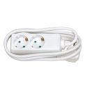 <p class=>Vista frontal Base múltiple 2 tomas 16A 250V~ blanca con 2 metros de cable H05VV-F 3G1,5mm² ����Vlog�ٷ�</p>
