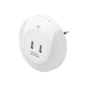 <p class=>Vista frontal Adaptador 2 puertos USB 2,1A blanco con punto de luz adicional �鶹��ýӳ��</p>