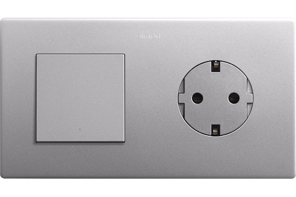 Kit Monoblock Simon 270 con Schuko + 2 Cargadores USB en Acabado Titanio