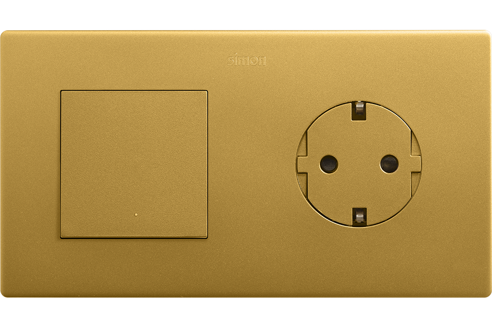 Kit Monoblock Simon 270 con Schuko + 2 Cargadores USB en Acabado Titanio