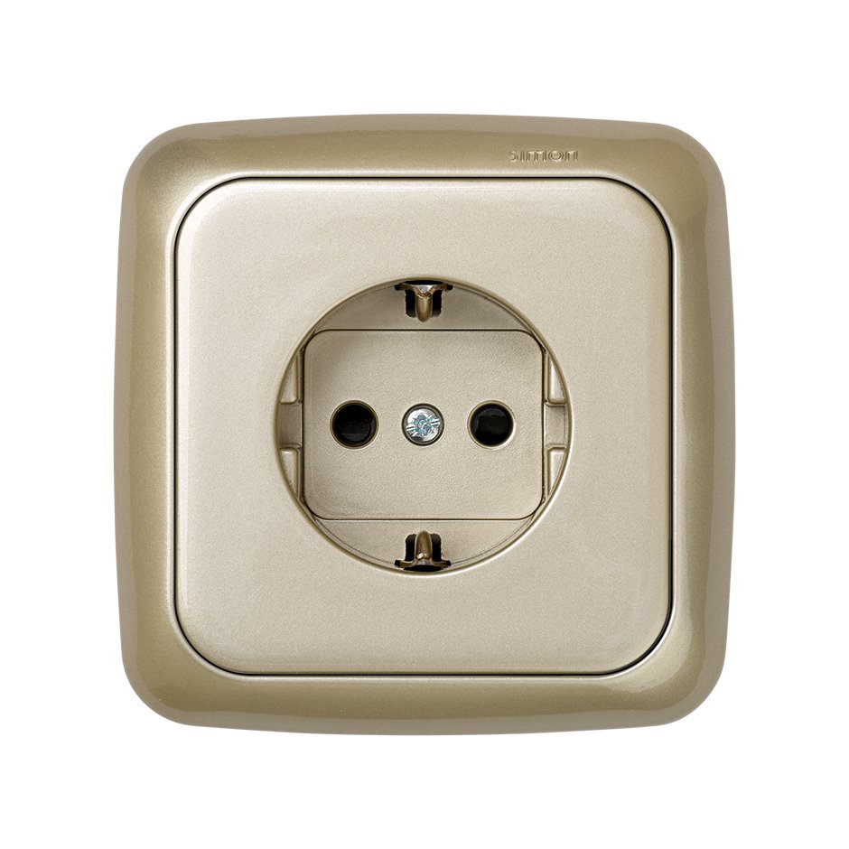 German socket outlet 16A 250V~ with safety device and screw terminal  connection ivory Simon 31