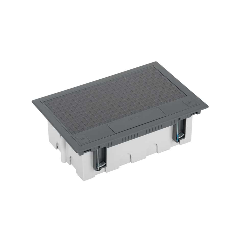 Adjustable floor box for 2 elements in concrete floor installation graphite  Simon 500 Cima