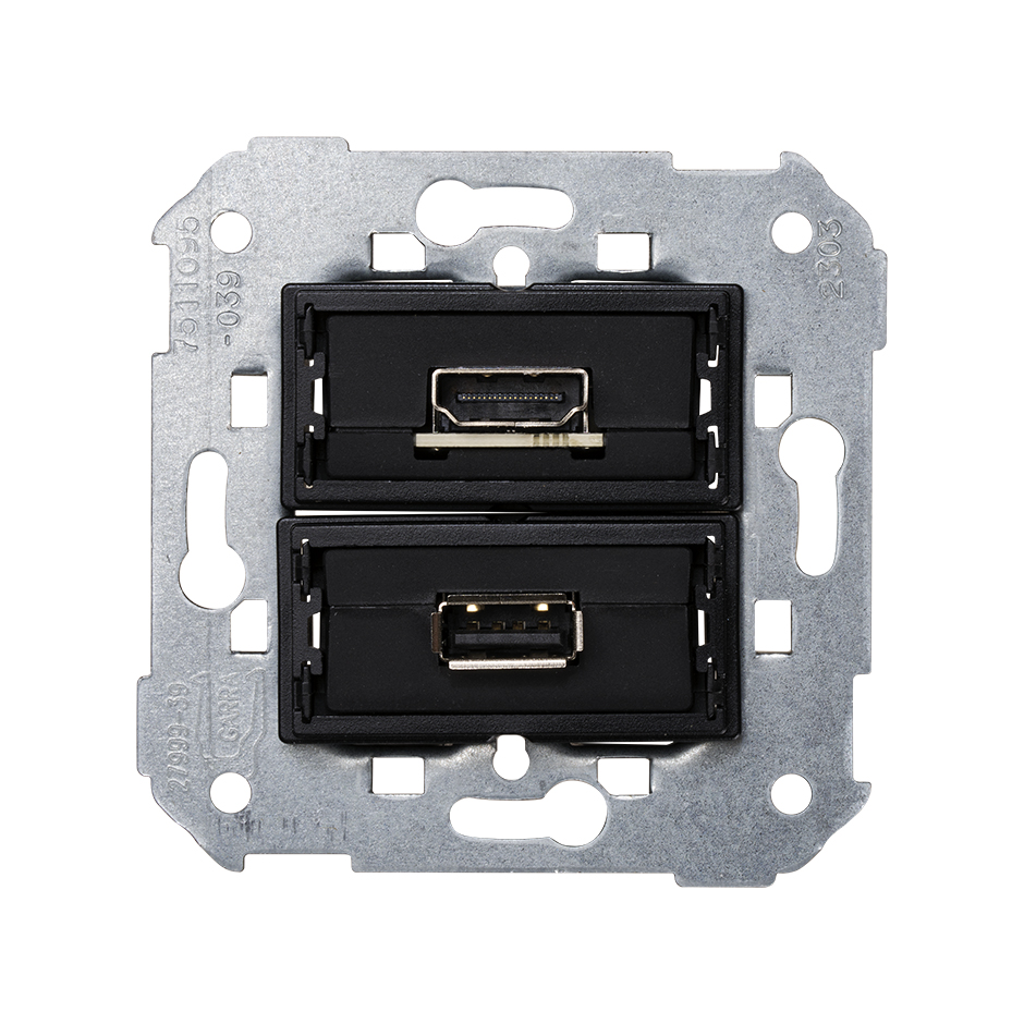 Conector HDMI v2.0 4K hembra-hembra + USB 2.0 tipo A Simon 75 | SIMON