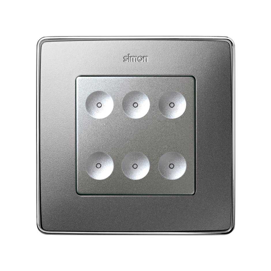 Standard button box 6 functions cold aluminium Simon 82 Sense | SIMON