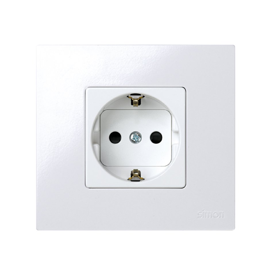 German socket outlet 16A 250V~ with safety device and fast terminal  connection white Simon 27 Play