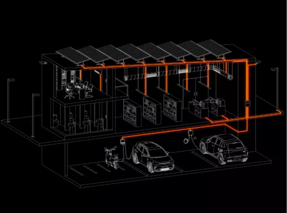 Edificio + Cargadores VE + Fotovoltaica