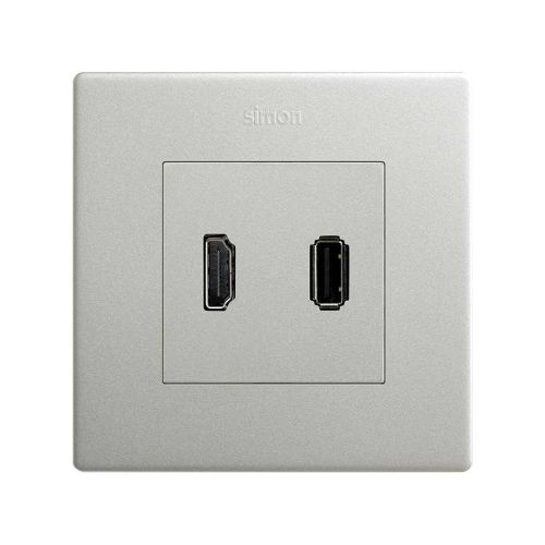 Conector HDMI 2.0 4K + conector USB 2.0 tipo A aluminio Simon 270 | SIMON