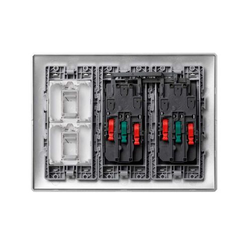 Kit caja pared de superficie o empotrar para 3 elementos dobles con 2  enchufes dobles y 2 placas 1 RJ45 blanco Simon 500 Cima