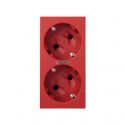 German double socket outlet 16A 250V~ Simon 500 Cima red front view