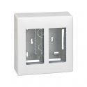 Surface-mount wall box for 2 double elements Simon 500 Cima white front view