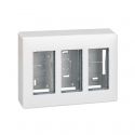 Surface-mount wall box for 3 double elements Simon 500 Cima white front view