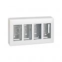 Surface-mount wall box for 4 double elements Simon 500 Cima white front view