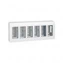 Surface-mount wall box for 6 double elements Simon 500 Cima white front view
