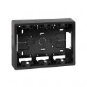 Surface-mount wall box base for 3 double elements Simon 500 Cima graphite front view