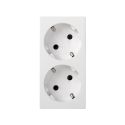 <p class=>Vista frontal base de enchufe doble schuko 16 A 250V~ Simon 500 Cima blanco</p>