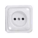 <p class=>Vista frontal Base enchufe 10A sin toma tierra 250V blanca de superficie especial canaleta Serie Alfa</p>