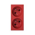 <p class=>Vista frontal base de enchufe doble sistema francés 16 A 250V~ Simon 500 Cima rojo</p>