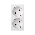 <p class=>Vista frontal base de enchufe doble schuko 16 A 250V~ Simon 500 Cima blanco</p>