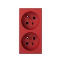 <p class=>Vista frontal base de enchufe doble sistema francés 16 A 250V~ Simon 500 Cima rojo</p>