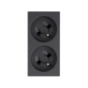 <p class=>Vista frontal base de enchufe doble sistema francés 16 A 250V~ Simon 500 Cima grafito</p>