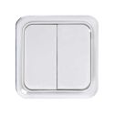 <p class=>Vista frontal Interruptor doble blanco de superficie especial canaleta Serie Alfa</p>