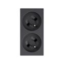 <p class=>Vista frontal base de enchufe doble sistema francés 16 A 250V~ Simon 500 Cima grafito</p>
