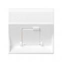 Angled voice and data plate with dust cover for 1 RJ45 white Simon 500 Cima front view