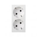 German double socket outlet 16A 250V~ Simon 500 Cima white front view