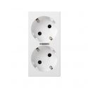German double socket outlet 16A 250V~ Simon 500 Cima white front view