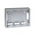 Surface-mount wall box base for 3 double elements Simon 500 Cima aluminium front view