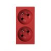 French double socket outlet 16A 250V~ Simon 500 Cima red front view