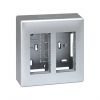 Surface-mount wall box for 2 double elements Simon 500 Cima aluminium front view