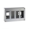 Metal surface mount wall box for 4 double elements Simon 500 Cima stainless steel front view