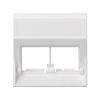 Angled voice and data plate without dust cover for 2 RJ45 white Simon 500 Cima front view