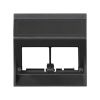 Angled voice and data plate without dust cover for 2 RJ45 graphite Simon 500 Cima front view