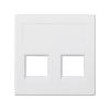 Flat voice and data plate without dust cover for 2 RJ45 white Simon 500 Cima front view