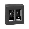 Surface-mount wall box for 2 double elements Simon 500 Cima graphite front view