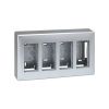 Surface-mount wall box for 4 double elements Simon 500 Cima aluminium front view