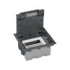 Boîte de sol ajustable pour 2 modules doubles pour une installation dans un revêtement de sol grise Simon 500 Cima vue frontale
